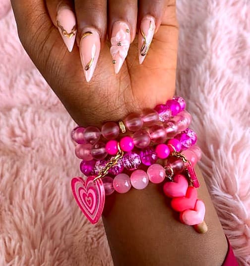 Rose Crush handcrafted wrist bead stack